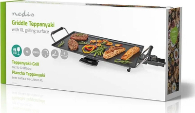 Grill elektrik tavoline Nedis Teppanyaki, 47.5cm x 26.5cm, me veshje jo ngjitëse, ngjyrë e zezë