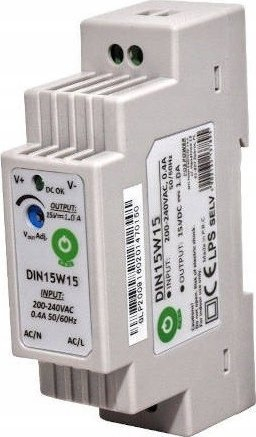 Furnizues energjie DIN-rail Delta DIN15W15, 15V DC 1A, 15W, gri