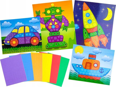 Set mozaik ngjitës ColorDay Beautiful Mosaics ZA2127, 4 kartona, 6 ngjyra, shumëngjyrësh