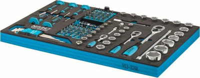 Set veglash Hazet 163-329/100, profesional, me kasetë, zi blu