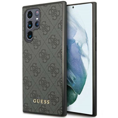 Mbulesë telefoni Guess 4G Metal Logo për Samsung Galaxy S24 Ultra, TPU/PC, e zezë