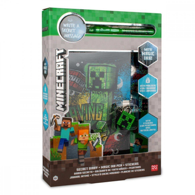 Set ditari Minecraft Secret Diary, stilolaps magjik, me ngjitësa, jeshil