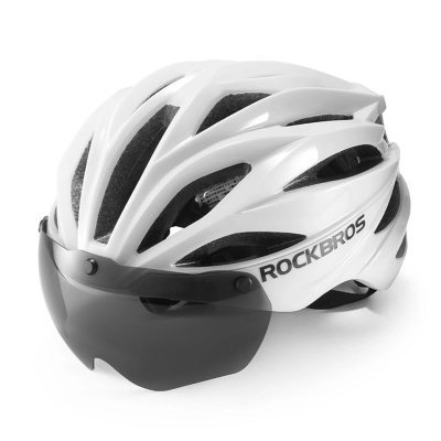 Kaskë biçiklete Rockbros Cycling, 58-62 cm, me vizor magnetike, e bardhë
