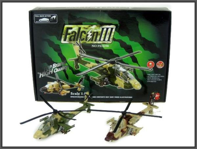 Helikopter lodër Falcon III Apache, metal 20cm, drita dhe tinguj, kamuflazh