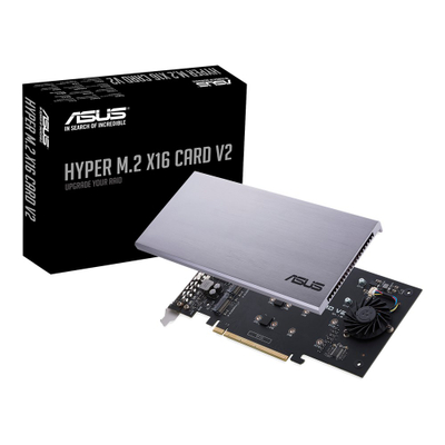 Kartë zgjeruese Asus Hyper M.2 X16 Card V2, PCIe 3.0 x16, 4x SSD M.2 NVMe, argjendt