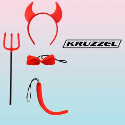 Set aksesorësh djalli S22140, 4 pjesë, e kuqe