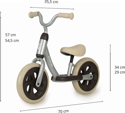 Biçikletë ekuilibri Qplay Trainer Silver, rrota EVA, për fëmijë 2 4 vjeç, argjendtë