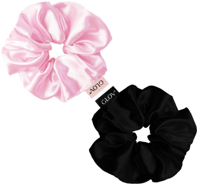 Еластика за коса GLOV Satin Scrunchies S, сет 2 парчиња, розова и црна