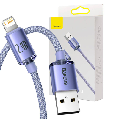 Kabllo USB Baseus Crystal Shine, USB A në Lightning, 2 m, 2.4A, blu