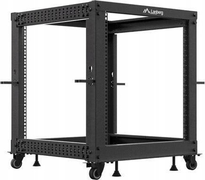 Отворен серверски 19-инчен рам Lanberg Open Rack 19 12U, 600x600-1100 mm, црн