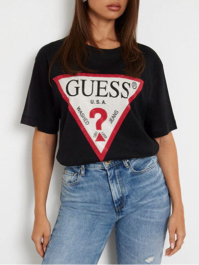 Maicë për femra GUESS SS CN Shiny Triangle, e zezë