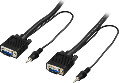 Kabllo video Deltaco VGA HD15, 5m, me audio 3.5 mm, i zi