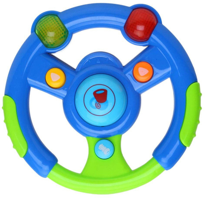 Lodër timon interaktiv për foshnje, drita, tinguj, jeshile blu