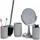 Set aksesorësh për banjo Berilo, 4 pjesë, polipropilen edhe çelik inox, gri