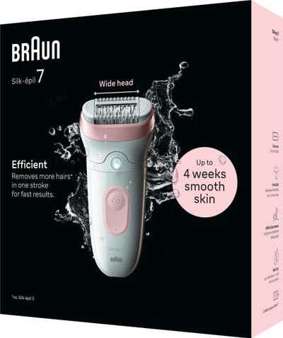 Epilator Braun Silk-épil 7 7-000, dry dhe wet, pa kabëll, i bardhë rozë