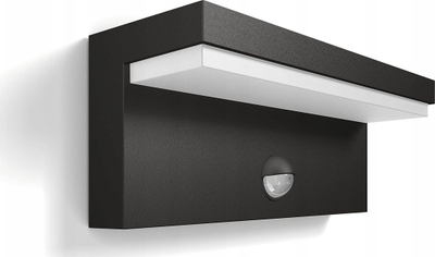Llambë murale e jashtme Philips Bustan, LED 9W, me sensor lëvizjeje, antracit