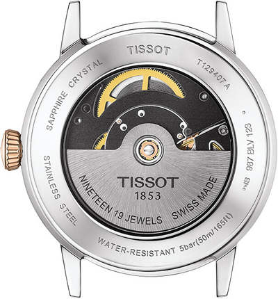Orë dore për meshkuj Tissot Classic Dream Swissmatic, e argjendtë/e artë rozë