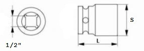 Çelës Hex Jonnesway, 1/2", 19 mm