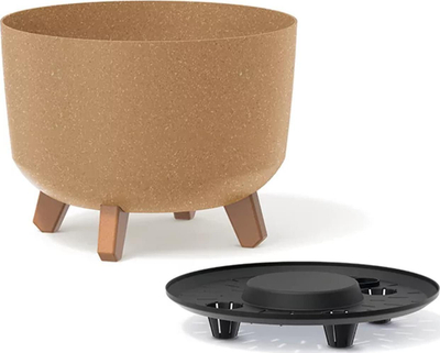 Vazo lulesh Prosperplast Gracia Standard Eco Wood DGRL400W, plastike, pamje dru natyral, e kafe