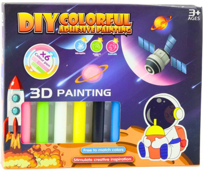 Set kreativ DIY Colorful 3D Painting, 12 figura plastike, 6 bojëra, shumëngjyrësh