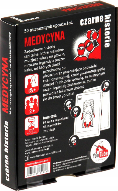 Lojë me shoqni Black Stories Medicine New Edition, 50 enigma, për grup, shumëngjyrëshe