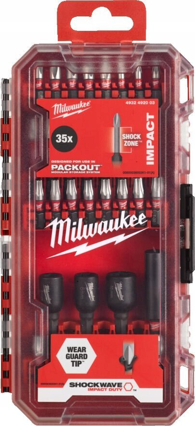 Set bitash Milwaukee SHOCKWAVE IMPACT DUTY, 35 copë, çelik aliazh, me kuti organizuese