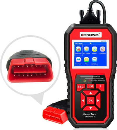 Skanner diagnostikues OBD2 Konnwei KW850, ekran LCD, port OBD2, i zi