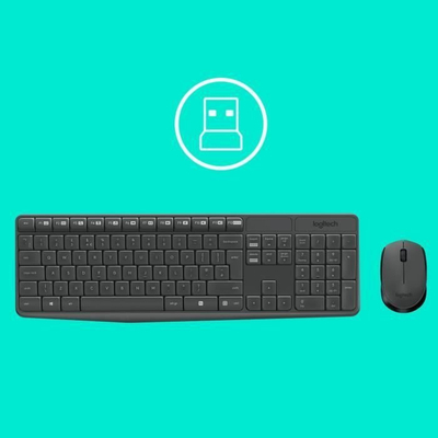Set tastierë dhe mi Logitech MK235, wireless, rezistent ndaj derdhjeve, gri