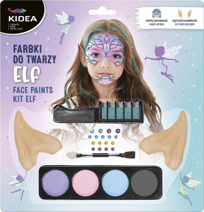 Set bojë fytyre Kidea Derform Face Paint Elf Ears, 4 ngjyra, për kalamaj