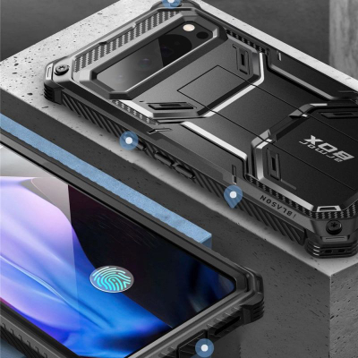 Kapak telefoni Supcase I-Blason Armorbox për Google Pixel 9 Pro XL, mbrojtëse dy-pjesëshe me stand, ngjyrë e zezë