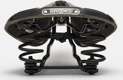 Shalë biçiklete Brooks Flyer Carved, lëkurë natyrale, susta çeliku, e zezë