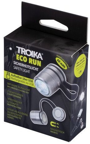 Dritë sigurie Troika Flashlight ECO RUN, me magnet, bateri USB, gri