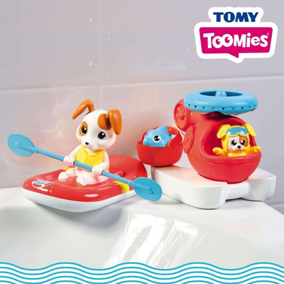 Lodër për banjo Tomy Toomies Sea Rescue Set, helikopter dhe varkë, shumëngjyrëshe