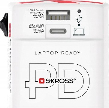 Ngarkues udhëtimi Skross 1302332 World AC45PD, 2 porta, universal, i bardhë