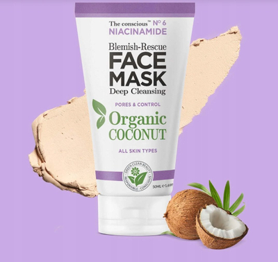 Maskë fytyre The Conscious Niacinamide Organic Coconut, pastrim i thellë, 50ml