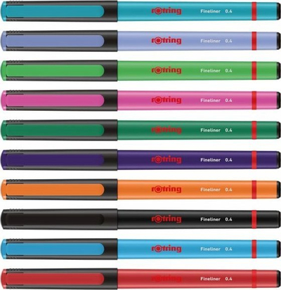 Stilolaps fibër Rotring Fineliner, 0.4 mm, set 4 copa Fun Colors