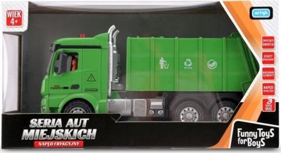 Lodër kamion plehrash Artyk Funny Toys for Boys, me drita edhe zëra, me mekanizëm friksioni, jeshil