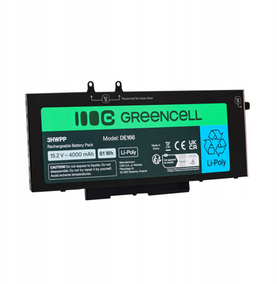 Bateri laptopi Green Cell DE166 për Dell, 4000mAh, 15.2V, e zezë