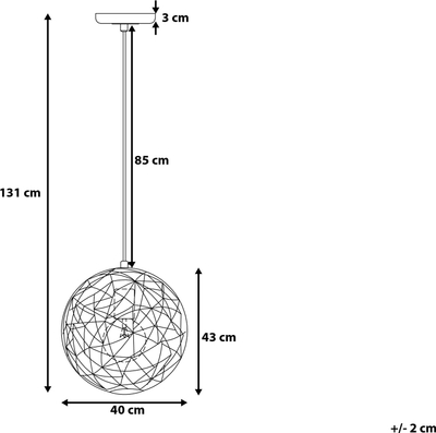 Llambadar varëse sferik metal, 40 cm diametër, dizajn rrjetë, ngjyrë bakri