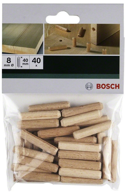 Shufra druri Bosch 8mm x 40mm, set 40 copë, ngjyrë druri natyrale