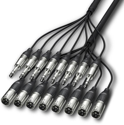 Kabllo audio Alva, multi-core 6.5 ft, 8x XLR në 8x TRS, e zezë