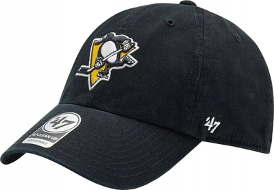 Kapele bejsbolli 47 Brand NHL Pittsburgh Penguins Clean Up, e rregullueshme, me logo të qëndisur, e zezë