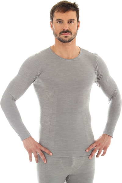 Bluzë për meshkuj Brubeck Comfort Wool, L, e hirtë