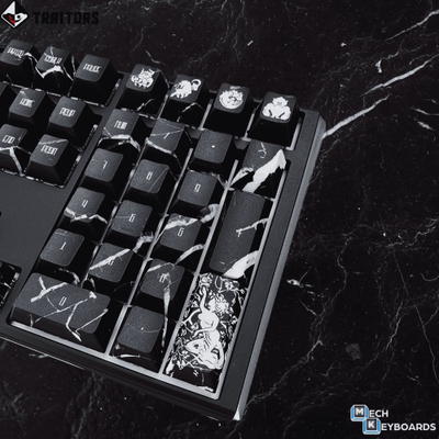 Set keycaps Traitors Tartarus TRDTAR109UK, 109 taste PBT, ISO UK, e zezë me dizajn mermeri