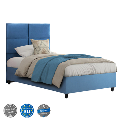 Krevat MILO HM652.09, tek, kadife, 90x200 cm, blu
