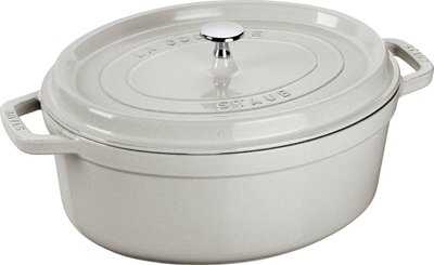 Tenxhere gize Staub Oval Cocotte, 29cm, emaluar, White Truffle