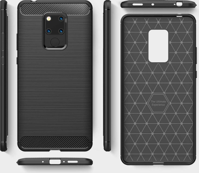 Maskë mbrojtëse TPU Huawei Mate 20 Carbon Rugged Armor, antirrëshqitëse, e zezë