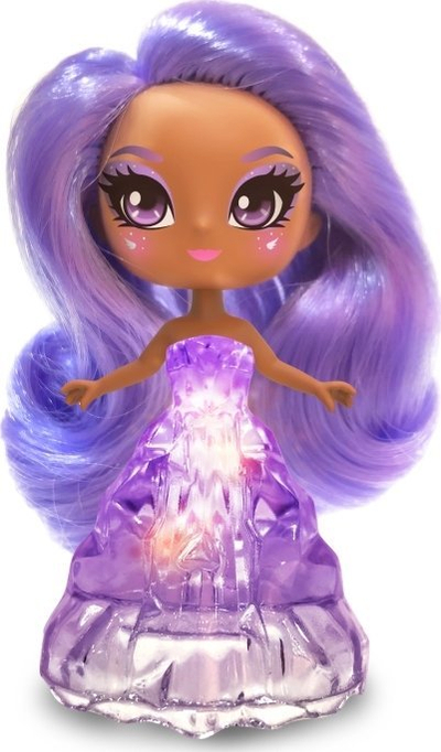 Kukull Crystalina Amethyst, me dritë magjike, me amulet bizhu, shumëngjyrëshe