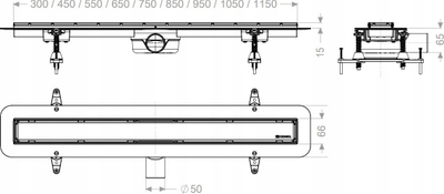 Kanall dushi linear Kessel Linearis Compact DN50, 1150 mm, inox