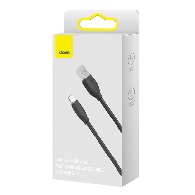 Kabllo USB Baseus Jelly Liquid Silica Gel, USB A në Lightning, 1.2 m, i zi